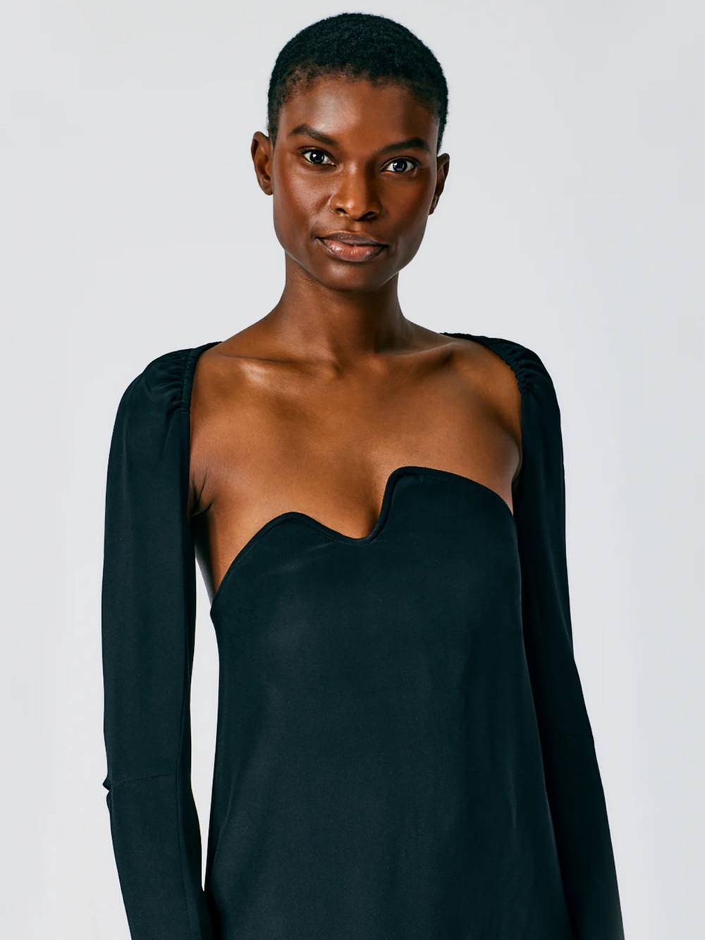 Tibi Black Silk Assymetrical Strapless Evening Gown - Picture 4 of 9